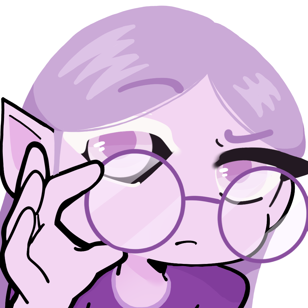 Purple Lily curiously looking with glasses